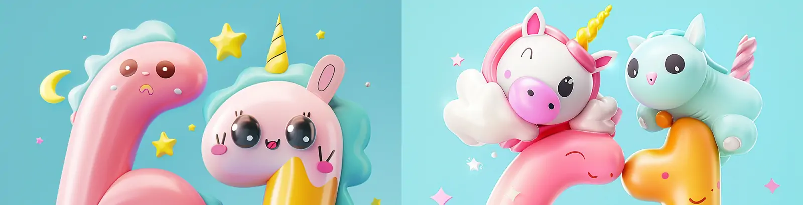 彩色可爱卡通充气气球六一儿童节61立体数字插图海报midjourney关键词咒语