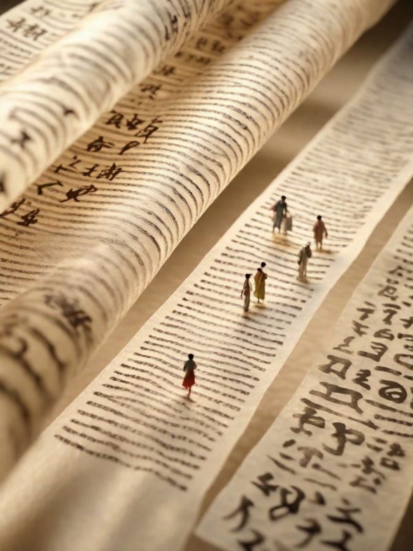 中国风三维古风书籍纸张卷轴空间人物海报奇域ai绘画关键词咒语-Ai宇宙吧-