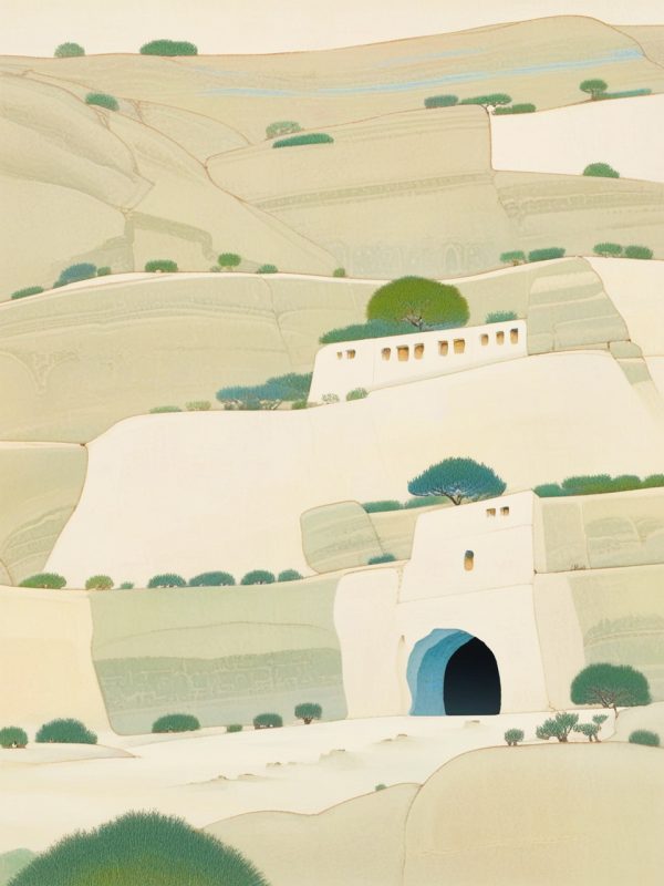 创意立体几何千佛洞建筑空间线条海报奇域ai绘画关键词咒语-Ai宇宙吧-