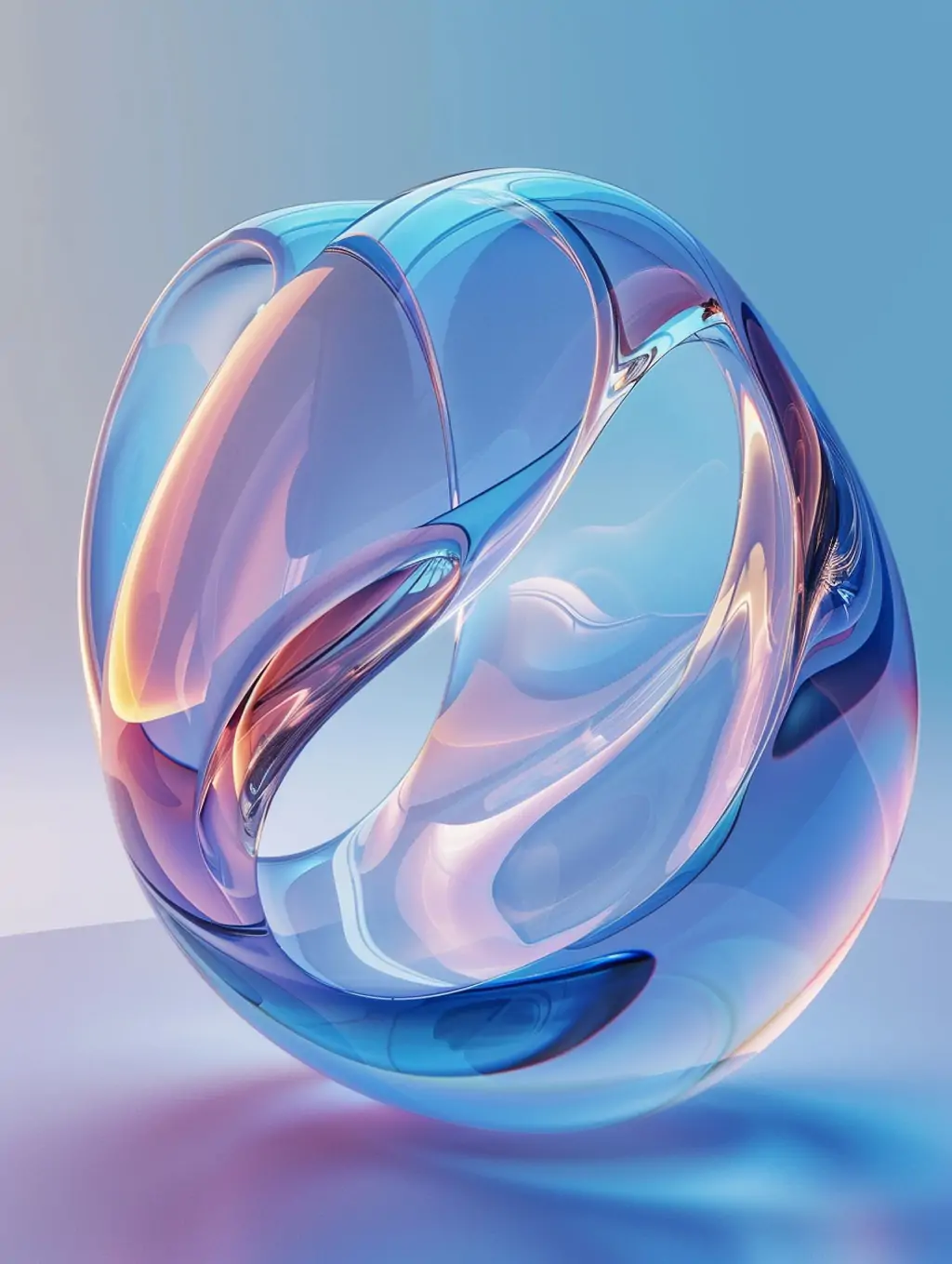 创意抽象艺术透明玻璃弯曲流畅线条形状摄影海报midjourney关键词咒语-Ai宇宙吧-