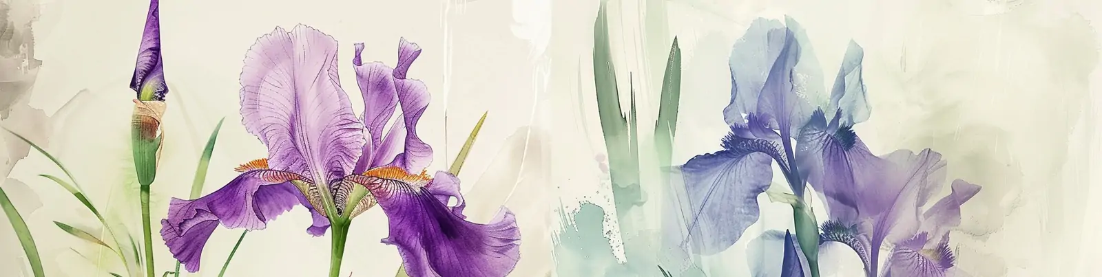 手绘中国风紫色鸢尾花鲜花植物插图海报midjourney关键词咒语