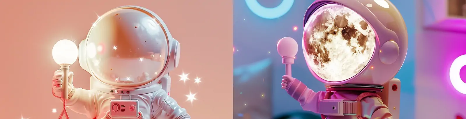 3D立体可爱宇航员动作月亮雕塑模型midjourney关键词咒语