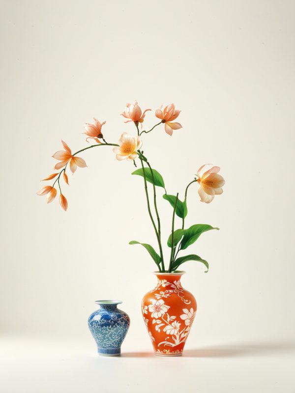 中国风瓷器花瓶玉兰花特写摄影海报奇域ai绘画关键词咒语-Ai宇宙吧-