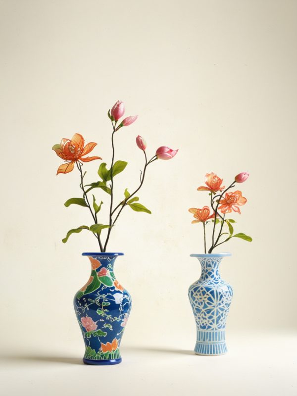 中国风瓷器花瓶玉兰花特写摄影海报奇域ai绘画关键词咒语-Ai宇宙吧-