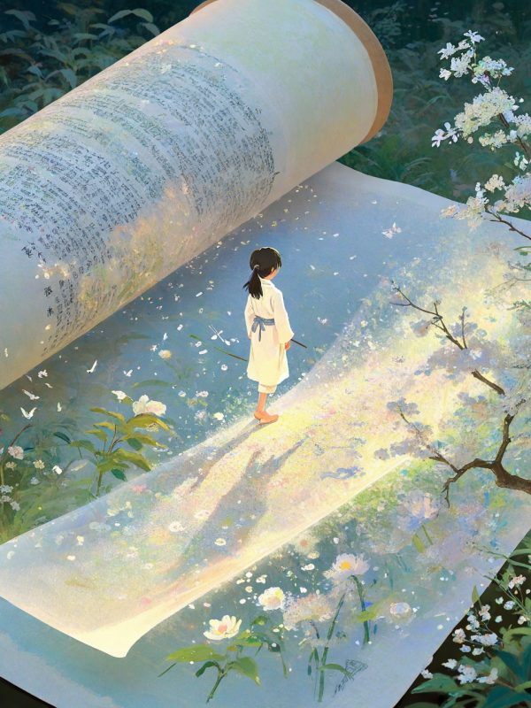 三维古风美女行走卷轴宫崎骏风格春天插图奇域ai绘画关键词咒语-Ai宇宙吧-