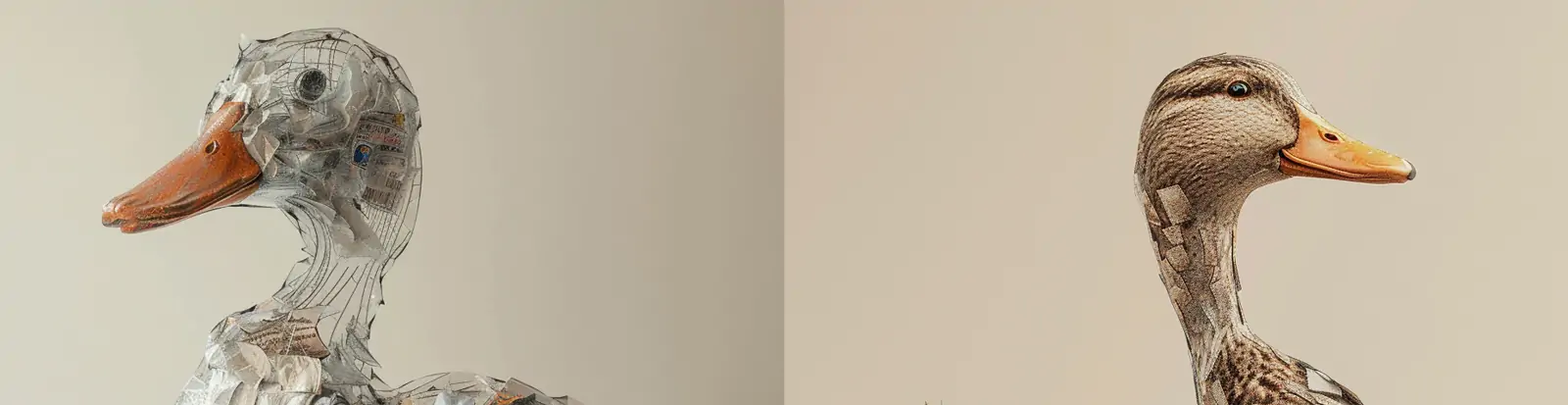 创意透明塑料鸭子身体装满垃圾报纸动物模型midjourney关键词咒语