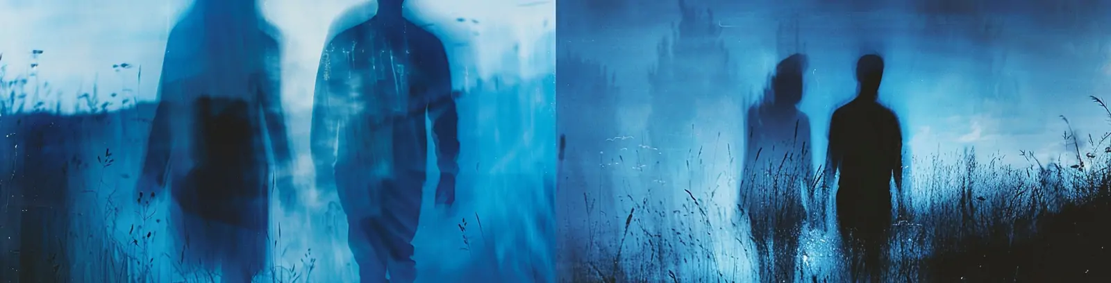 模糊抽象艺术人物行走双重曝光离焦摄影海报midjourney关键词咒语