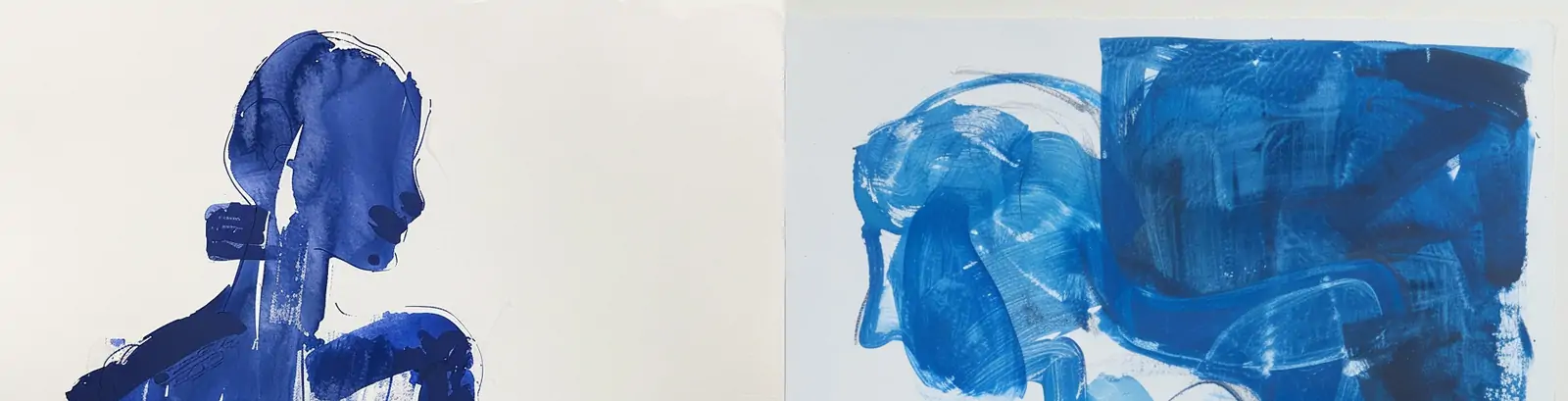 抽象艺术蓝色女孩造型涂鸦插图绘画海报midjourney关键词咒语