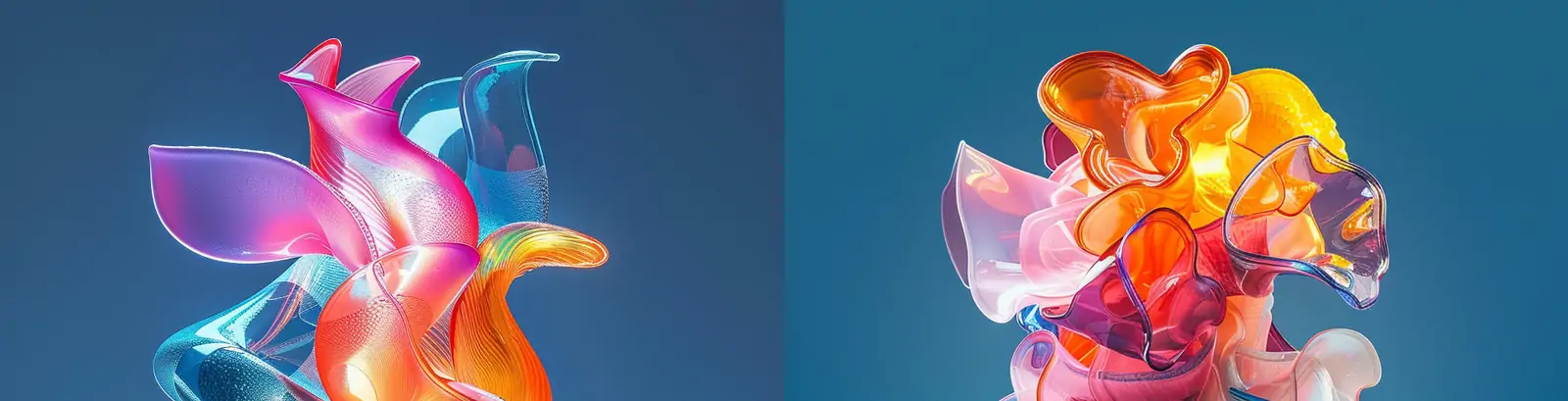 创意彩色玻璃抽象艺术立体形状雕塑模型midjourney关键词咒语