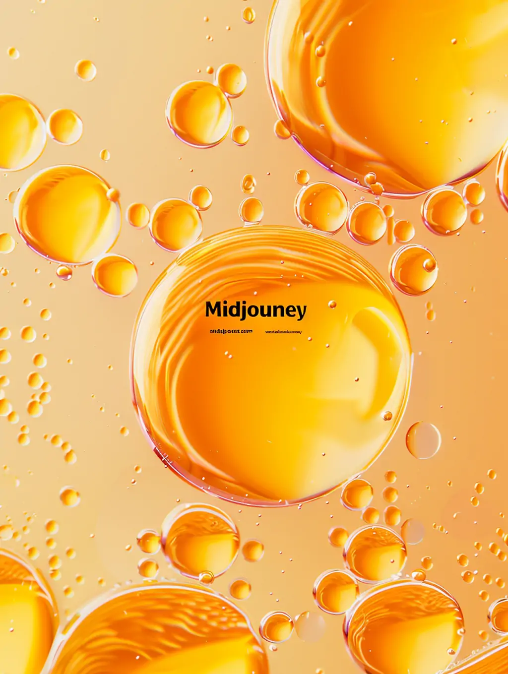 极简主义黄色透明气泡水滴现代美学化妆品封面海报背景midjourney关键词咒语 - Ai宇宙吧--Ai宇宙吧-