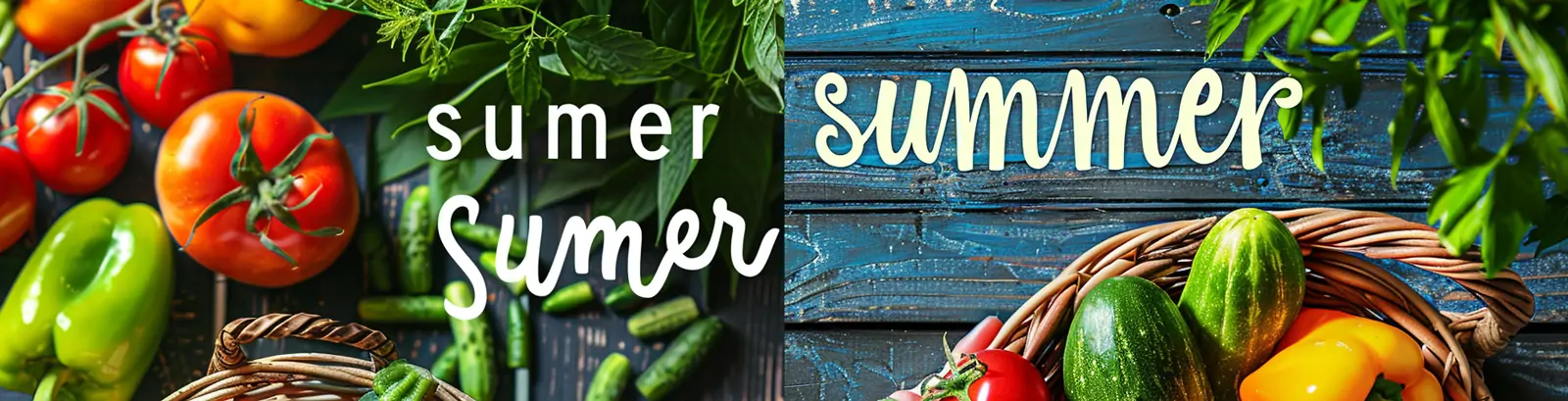 夏季新鲜蔬菜黄瓜西红柿辣椒生鲜广告摄影海报midjourney关键词咒语