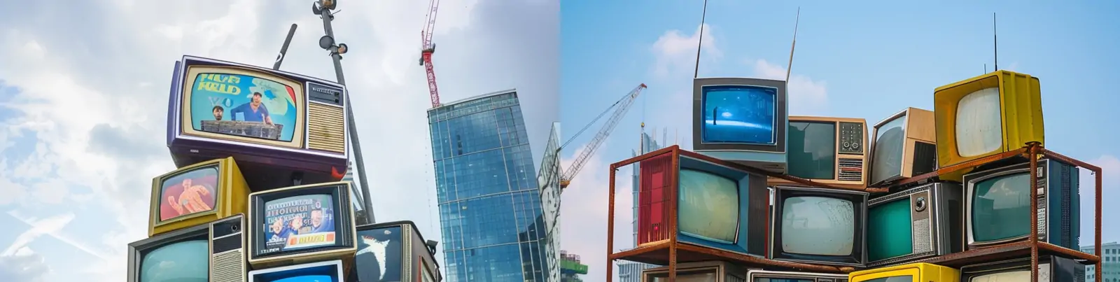 复古电视机堆砌艺术雕塑模型midjourney关键词咒语