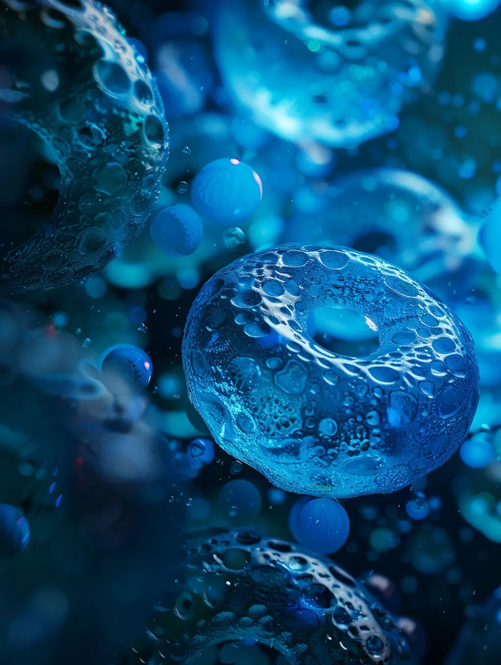 蓝色科技人类细胞微观环境高清摄影海报midjourney关键词咒语 - Ai宇宙吧--Ai宇宙吧-