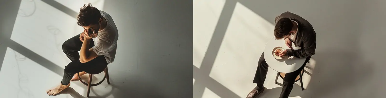 创意孤独男子坐在凳子上鸟瞰图人物摄影海报midjourney关键词咒语