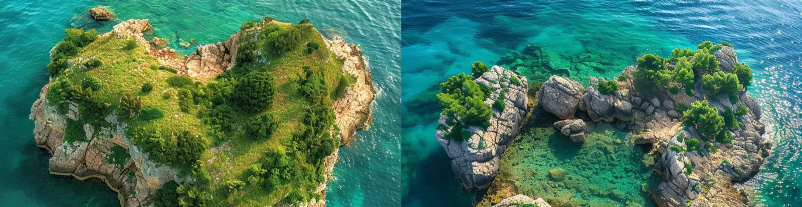 空中俯瞰美丽浪漫心形岛屿自然景观摄影海报midjourney关键词咒语