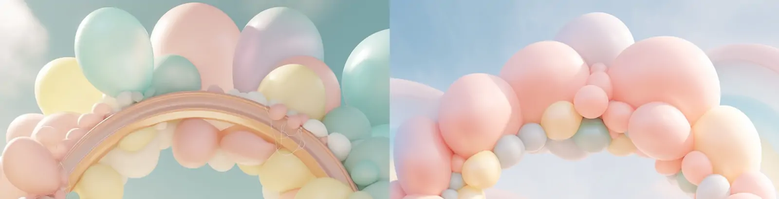 温馨浪漫拱门气球婚礼场景海报背景midjourney关键词咒语