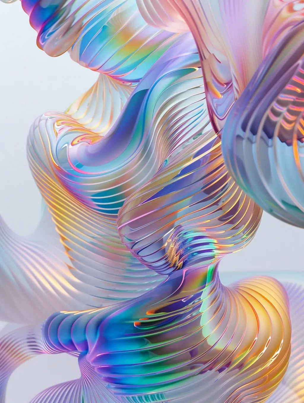 彩色渐变透明旋转流动线条形状抽象艺术雕塑模型midjourney关键词咒语 - Ai宇宙吧--Ai宇宙吧-