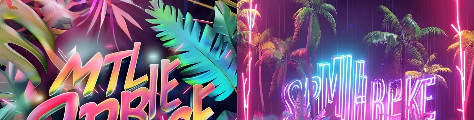 创意彩色夏天霓虹灯光效灯光氛围海报midjourney关键词咒语