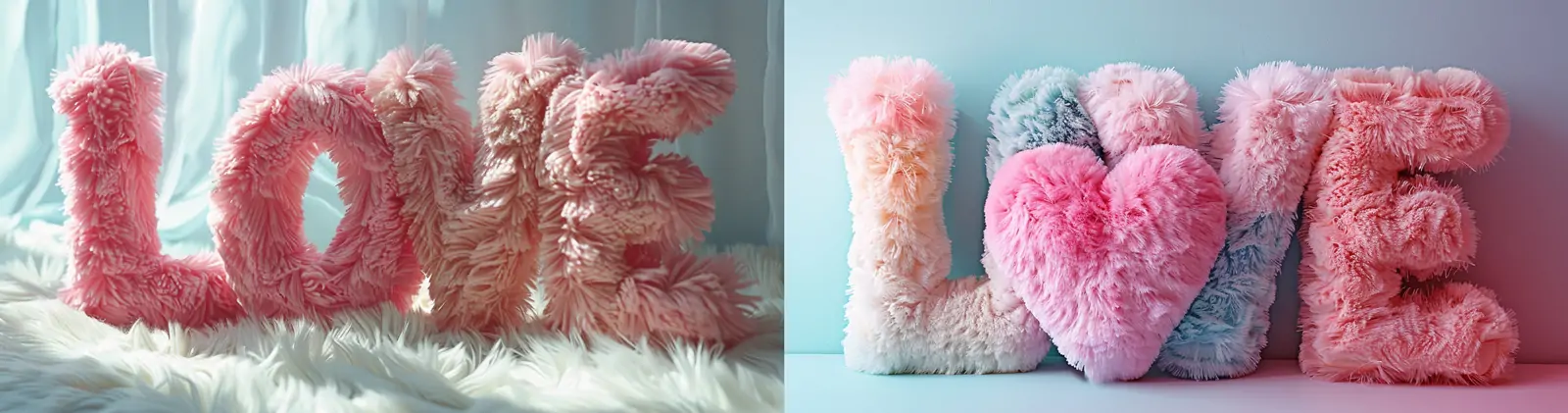 创意蓬松毛绒质地英文字母love立体模型midjourney关键词咒语