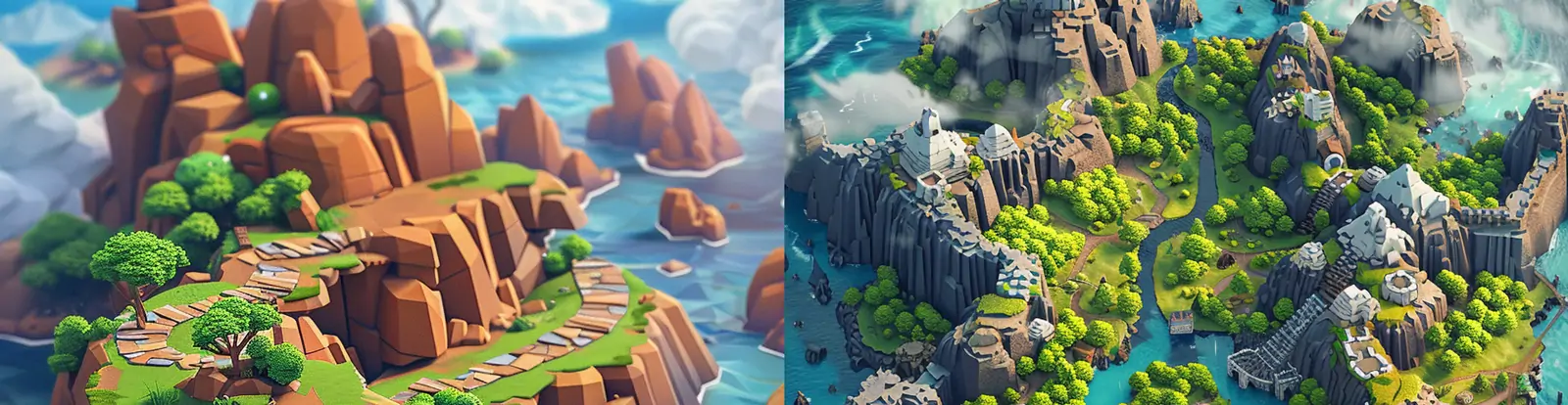 创意数字2D艺术游戏地图鸟瞰图插图海报midjourney关键词咒语