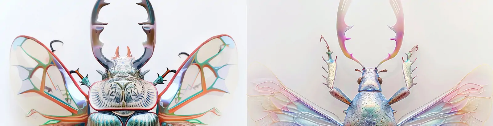 超现实主义瓷犀甲虫昆虫动物艺术图案机械模型midjourney关键词咒语