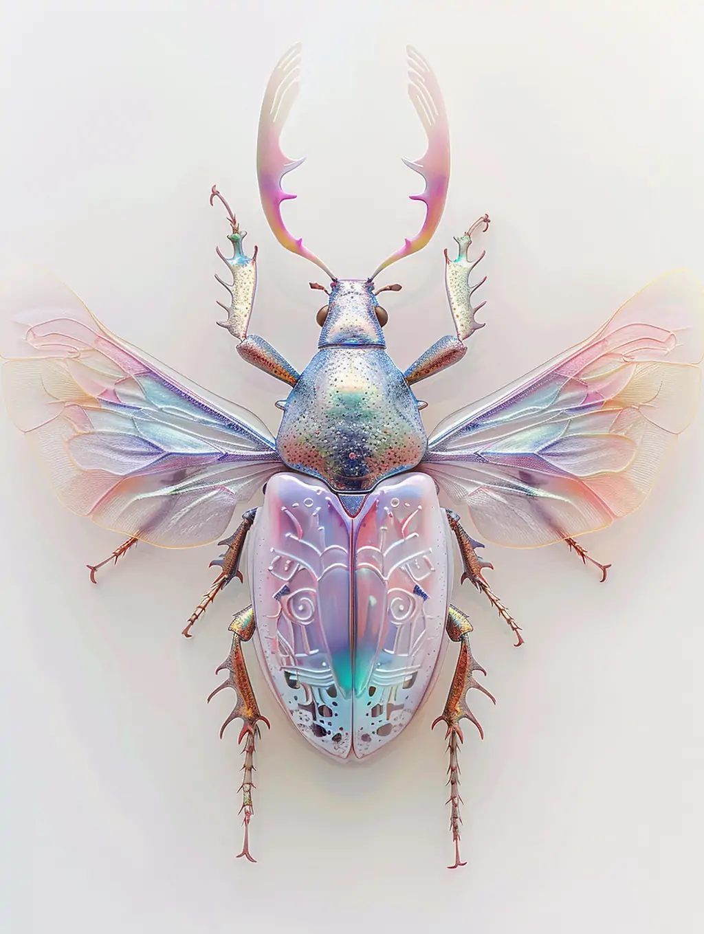 超现实主义瓷犀甲虫昆虫动物艺术图案机械模型midjourney关键词咒语 - Ai宇宙吧--Ai宇宙吧-