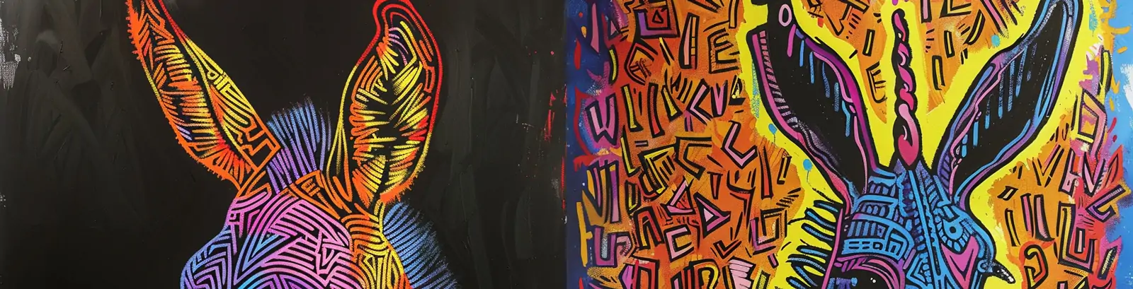 手绘卡通彩色动物驴魔术标记画艺术插图绘画海报midjourney关键词咒语