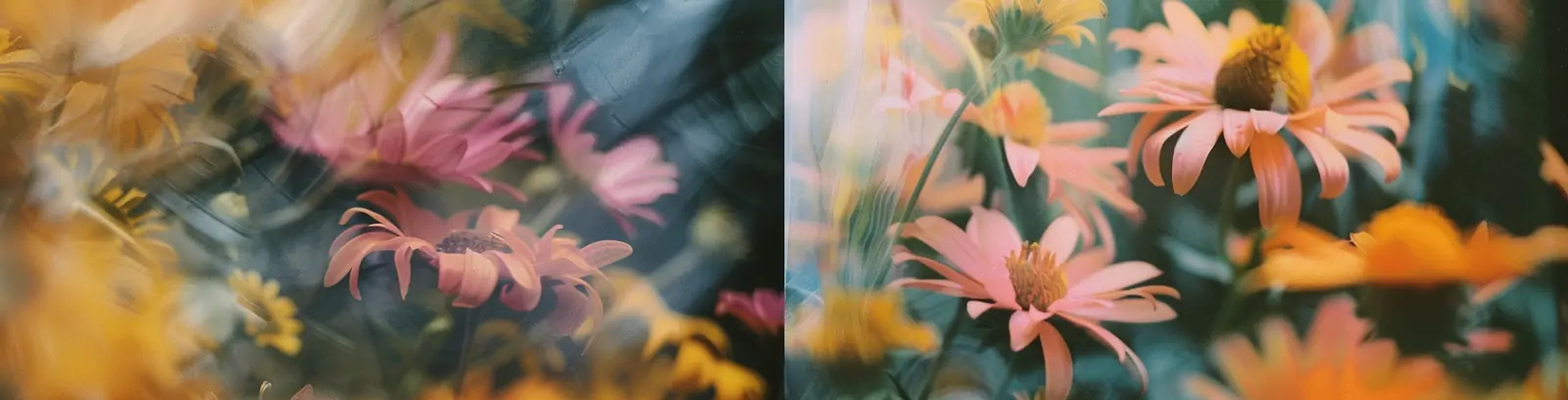 运动模糊黄色雏菊花朵鲜花摄影海报背景midjourney关键词咒语