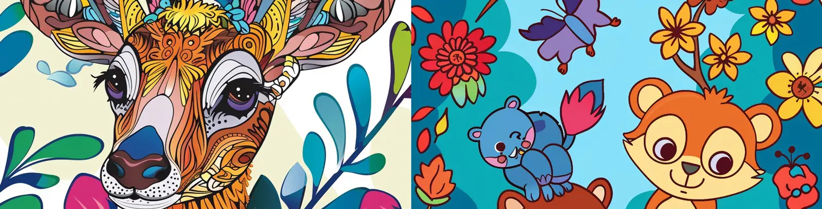 创意手绘彩色卡通儿童动物书籍画册封面海报midjourney关键词咒语