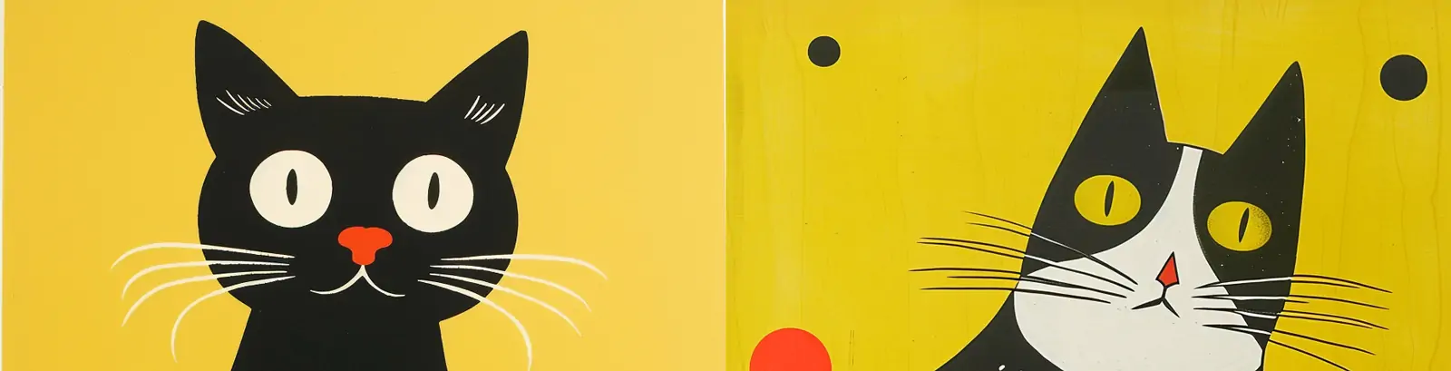 手绘可爱卡通动物猫咪简单线条艺术插图绘画midjourney关键词咒语