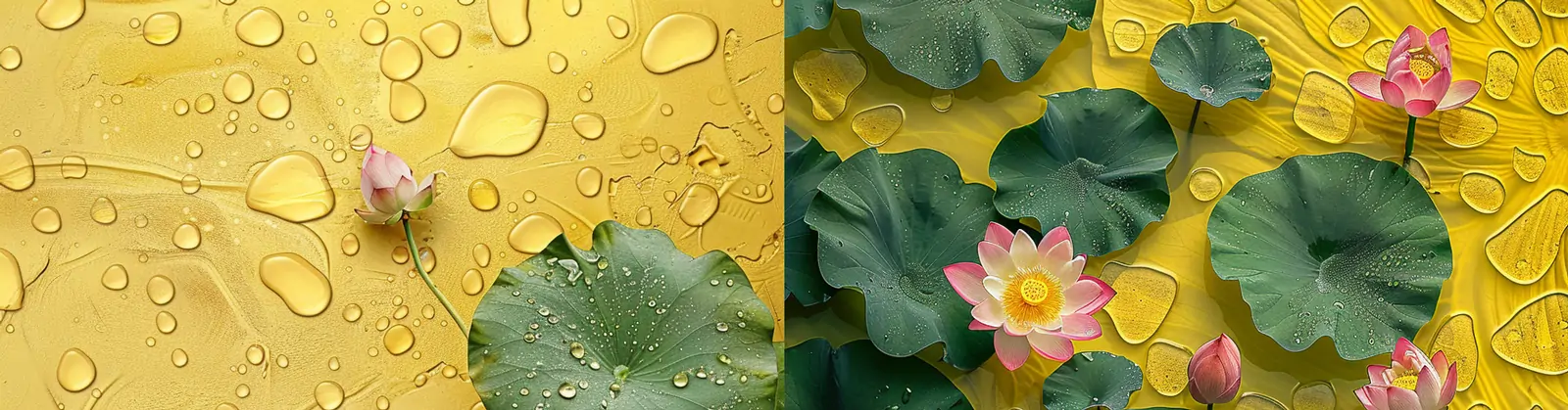 夏日莲花荷花荷叶透明水滴气泡浪漫场景海报midjourney关键词咒语