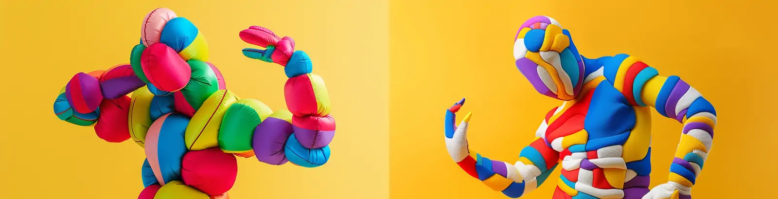 创意可爱彩色膨胀气球人形艺术摄影海报midjourney关键词咒语