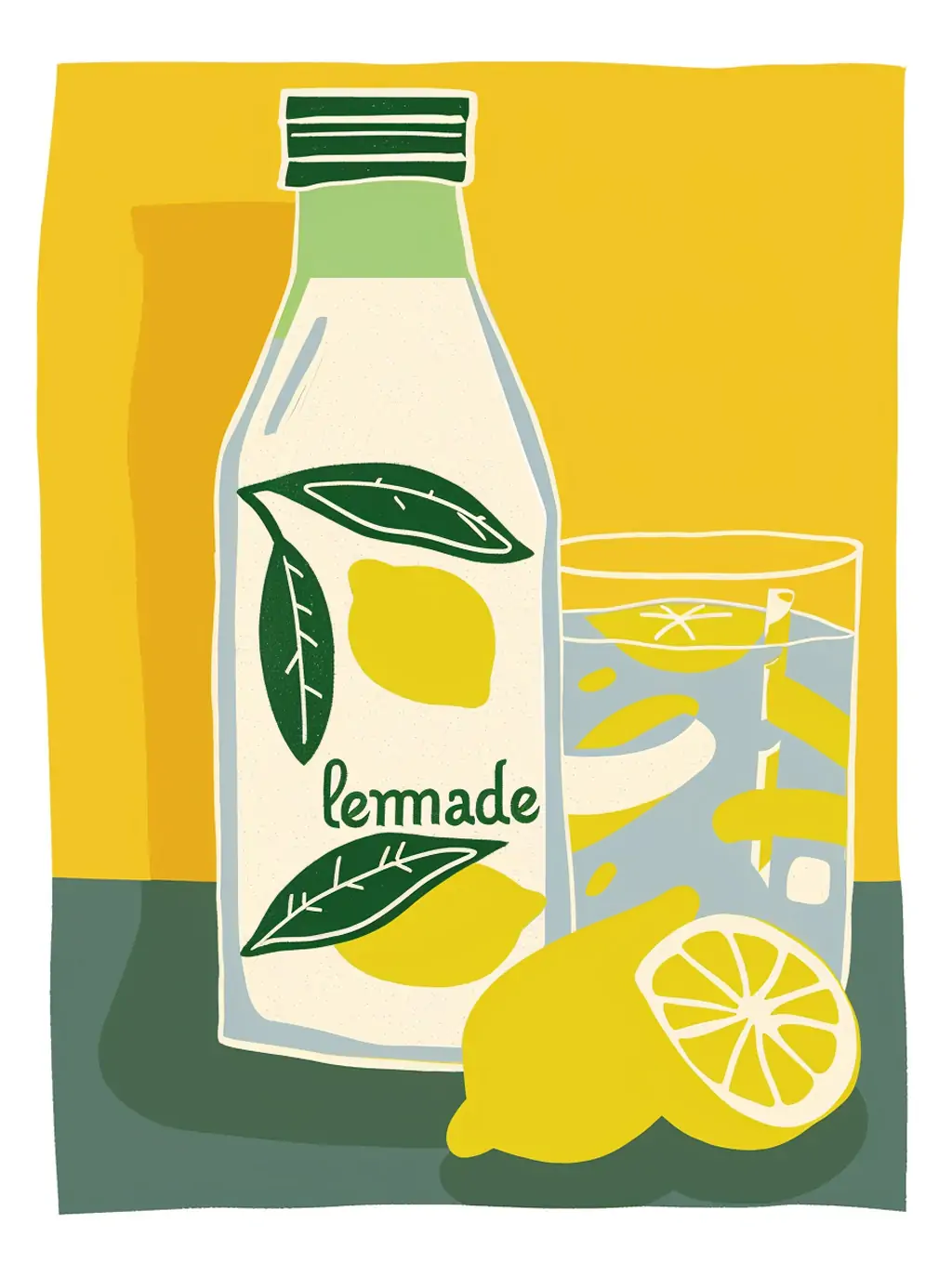 手绘夏季波西米亚风格玻璃瓶柠檬水插图绘画海报midjourney关键词咒语 - Ai宇宙吧--Ai宇宙吧-