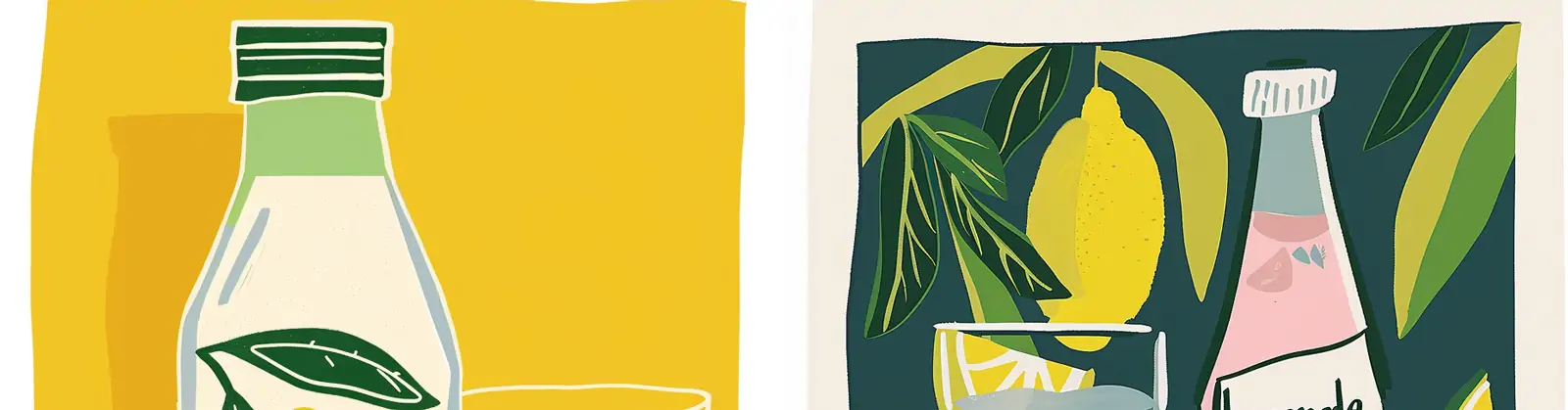 手绘夏季波西米亚风格玻璃瓶柠檬水插图绘画海报midjourney关键词咒语