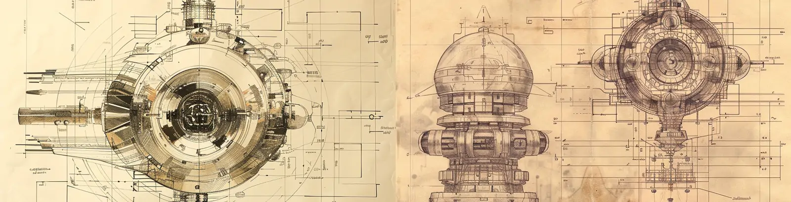 手绘未来科幻机器零件驱动引擎立体草图midjourney关键词咒语