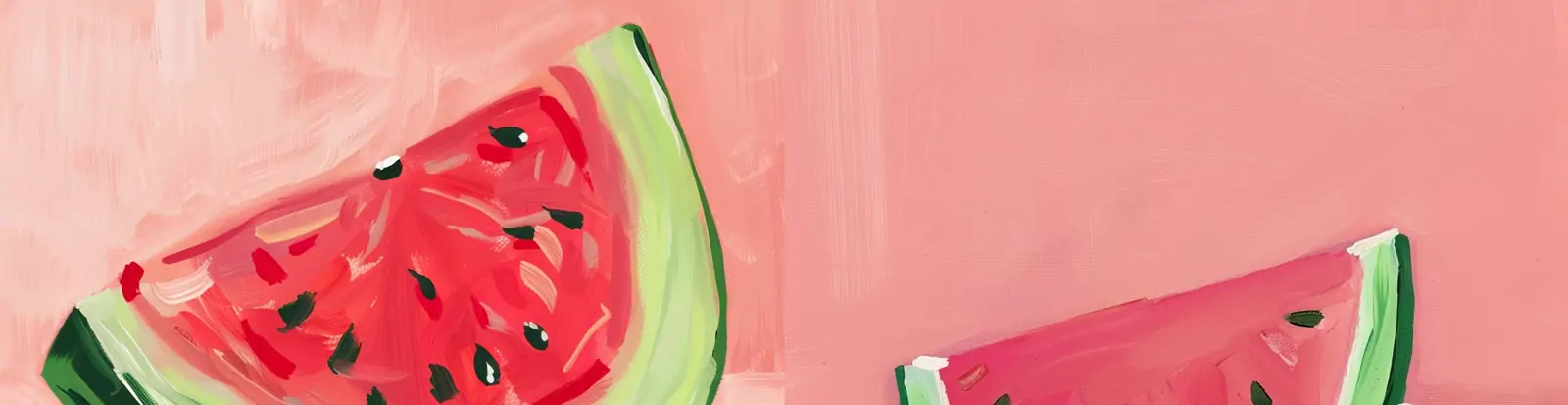 手绘极简主义夏季可爱简单西瓜插图绘画海报midjourney关键词咒语