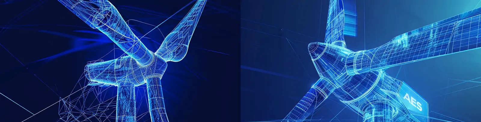 蓝色科技光效线条风车涡轮机轮廓结构海报midjourney关键词咒语