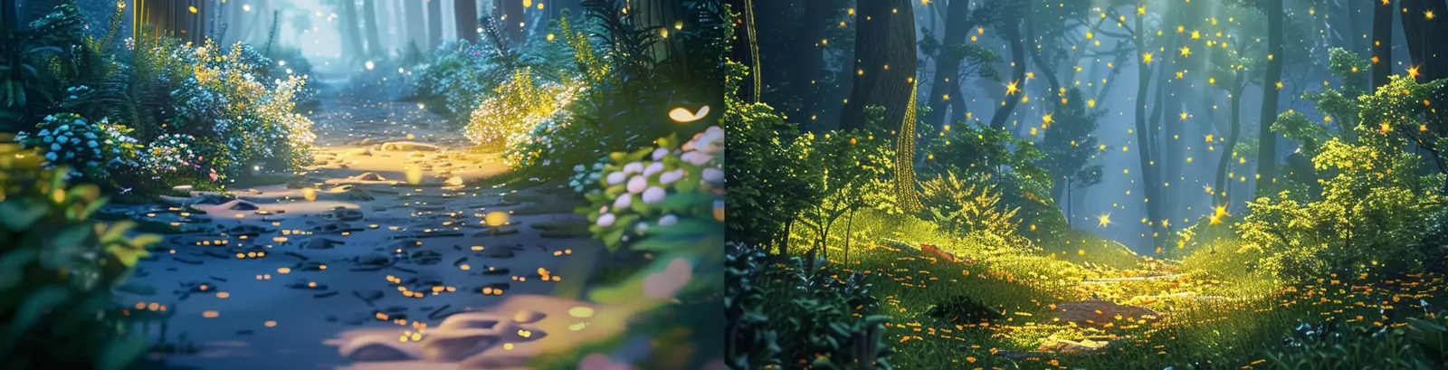 3D卡通自然梦幻森林星星闪烁动画插图海报背景midjourney关键词咒语