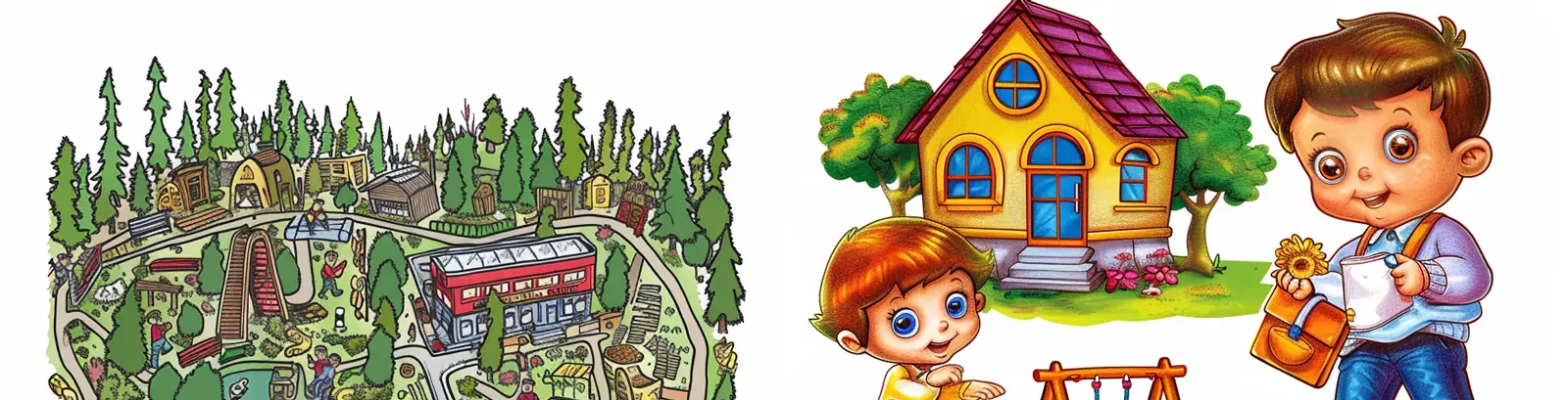 手绘可爱卡通儿童学校活动场景插图海报midjourney关键词咒语