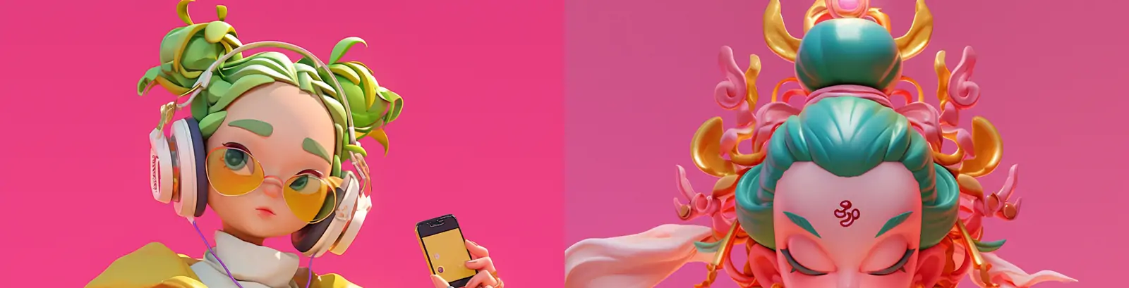 中国风3D立体可爱卡通动漫皮克斯动画风格人物模型midjourney关键词咒语