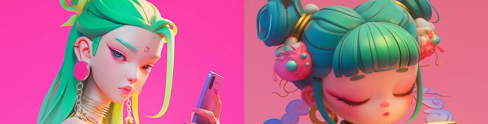 中国风3D立体可爱卡通动漫皮克斯动画风格人物模型midjourney关键词咒语