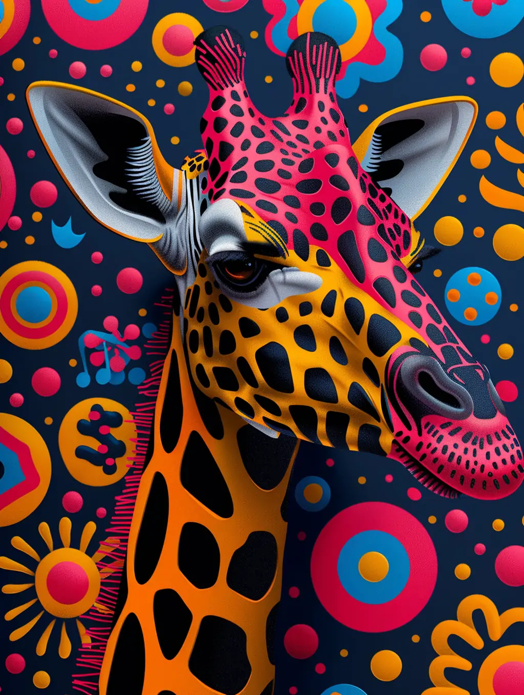 波普艺术风格马戏团动物3D图案插图海报midjourney关键词咒语 - Ai宇宙吧--Ai宇宙吧-