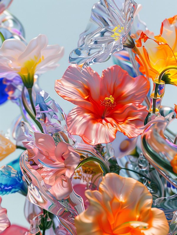 彩色玻璃质感潮流艺术时尚海报元素midjourney关键词咒语-Ai宇宙吧-