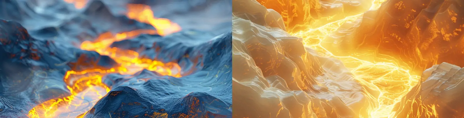 抽象艺术山区河流景观发光3D立体岩石液态场景海报midjourney关键词咒语