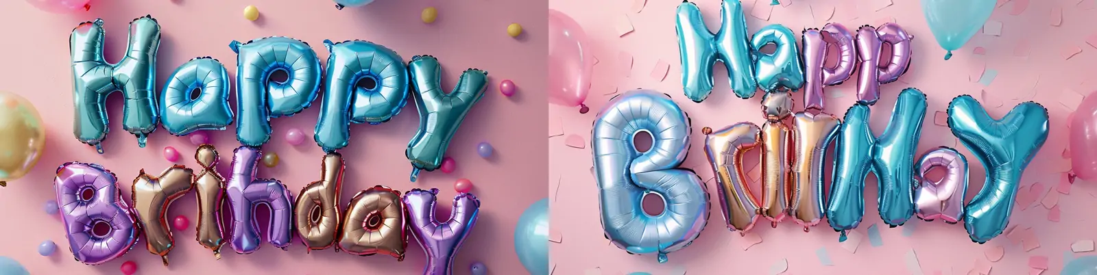 彩色生日Happy Birthday金属气球艺术摄影海报背景midjourney关键词咒语