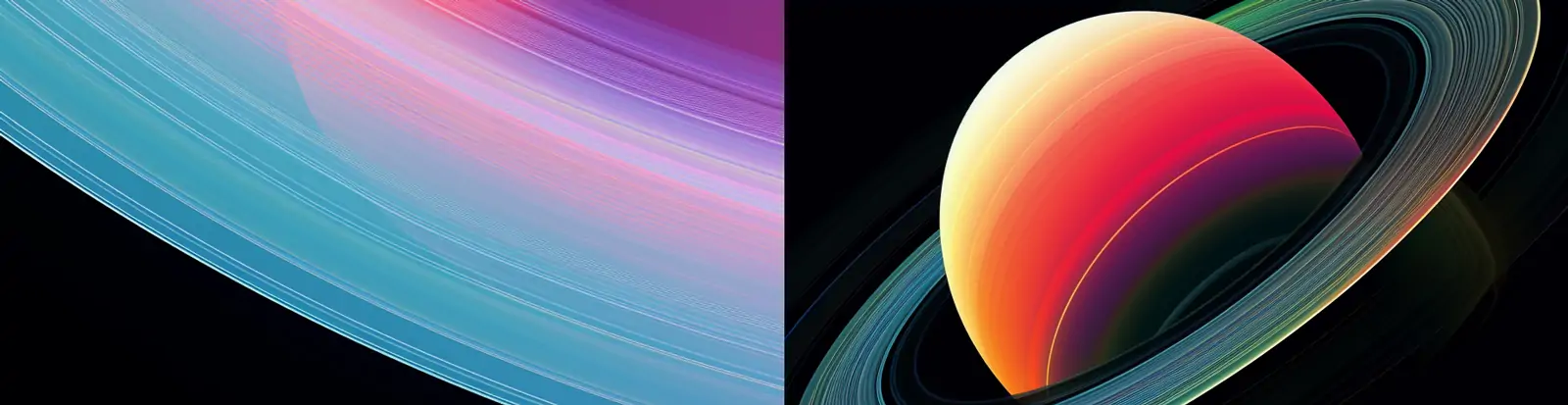 彩色渐变光效线条太空星球环绕自然抽象艺术摄影海报midjourney关键词咒语