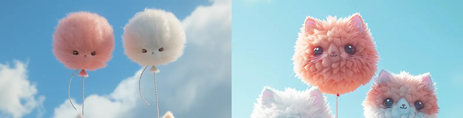 3D立体可爱毛绒玩具猫咪头像气球摄影海报midjourney关键词咒语