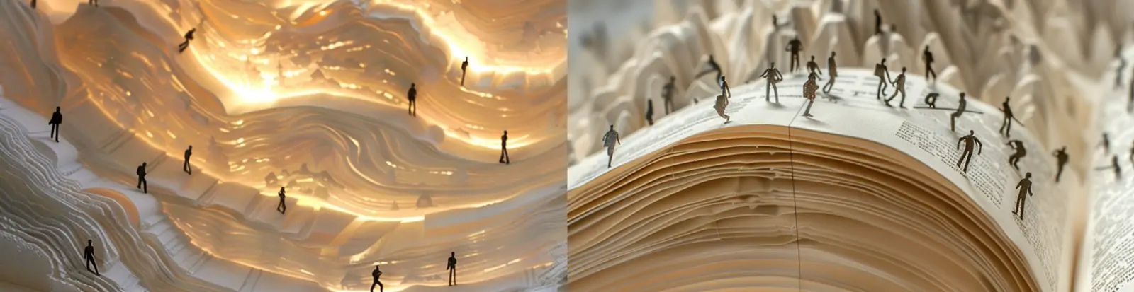 创意3D立体纸张剪纸艺术自然风景人物行走场景模型midjourney关键词咒语