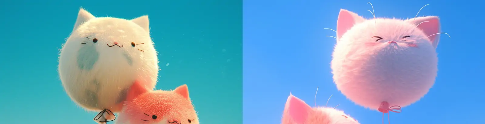 三只生动可爱猫咪表情头像气球玩具插图摄影海报midjourney关键词咒语