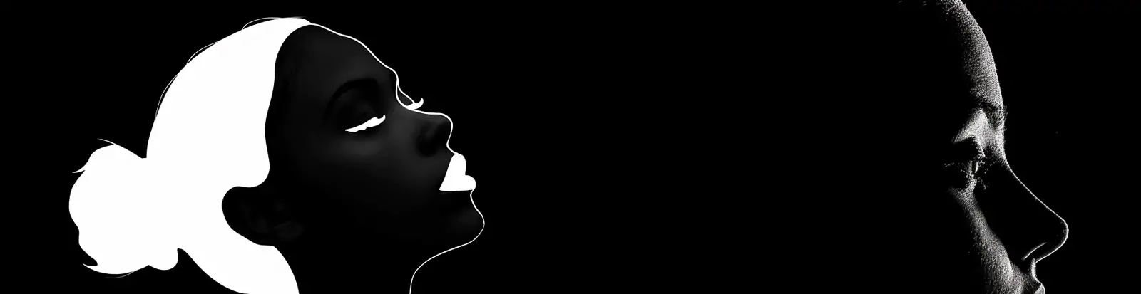 唯美女孩人物黑白肖像侧脸身影插图绘画海报midjourney关键词咒语